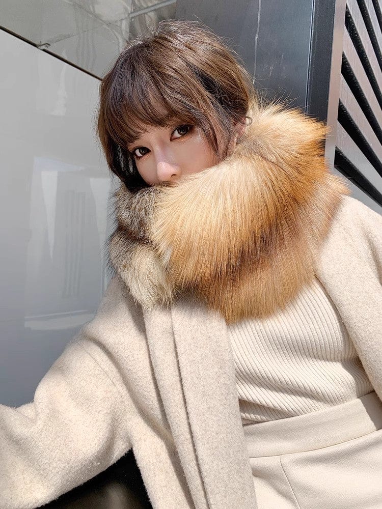 Fireladyfur Clothing Women's Fashion - Women's Clothing - Jackets & Coats - Real Fur Brown / One Size Kopenhagen Auction House Grade Whole Red Fox Fur Magnetic Buckle Scarf