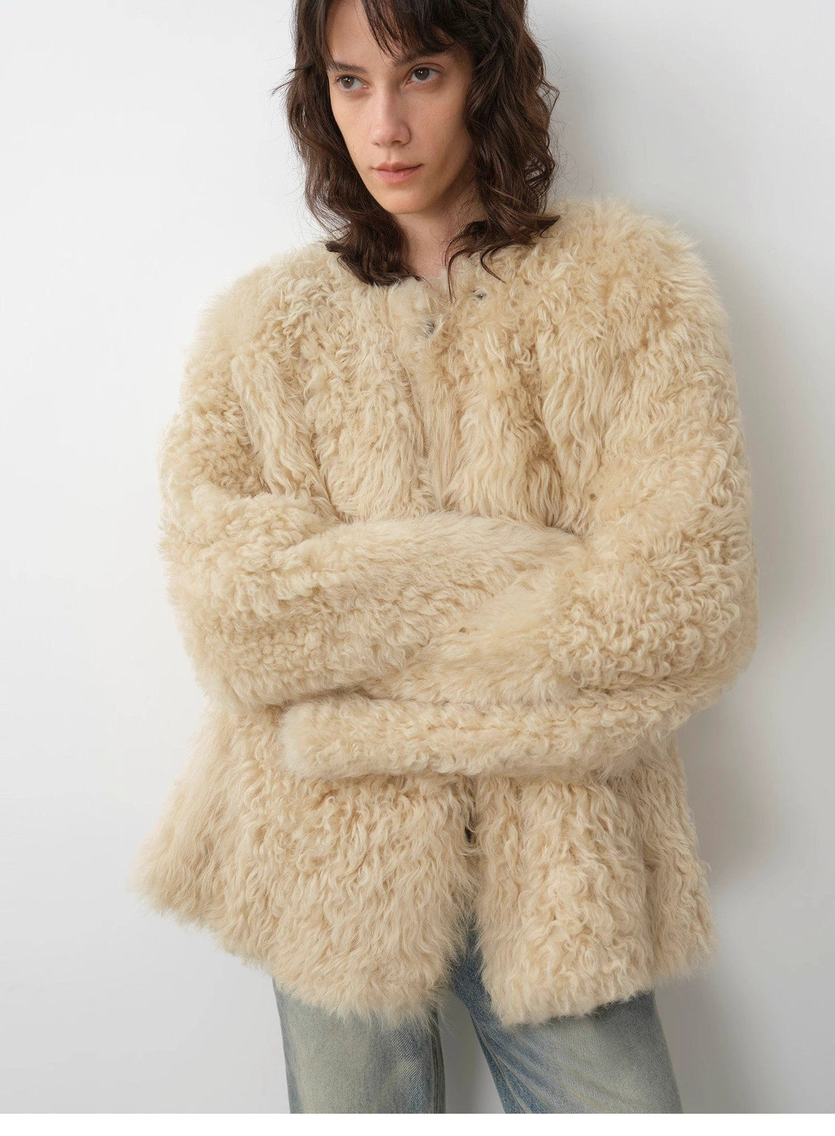 Fireladyfur Clothing Women's Fashion - Women's Clothing - Jackets & Coats - Real Fur "Double-Sided Fantasy" Simple Elegant Casual Double-Sided Tuscan Wool Sheepskin Fur Coat for Women