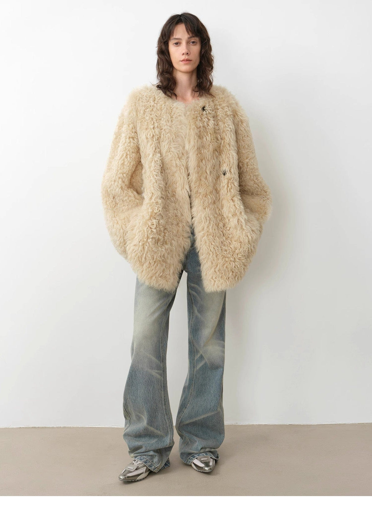 Fireladyfur Clothing Women's Fashion - Women's Clothing - Jackets & Coats - Real Fur "Double-Sided Fantasy" Simple Elegant Casual Double-Sided Tuscan Wool Sheepskin Fur Coat for Women