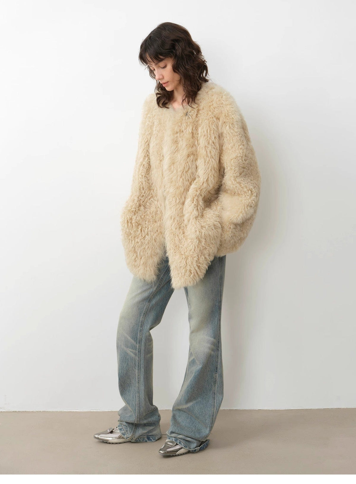 Fireladyfur Clothing Women's Fashion - Women's Clothing - Jackets & Coats - Real Fur "Double-Sided Fantasy" Simple Elegant Casual Double-Sided Tuscan Wool Sheepskin Fur Coat for Women