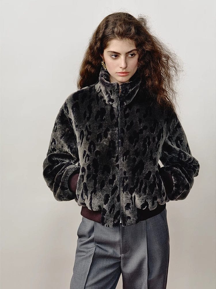 Fireladyfur Clothing Women's Fashion - Women's Clothing - Jackets & Coats - Real Fur FF×JW Dapple Manor Fashionable Casual Warm Stand Collar Merino Sheepskin Jacket
