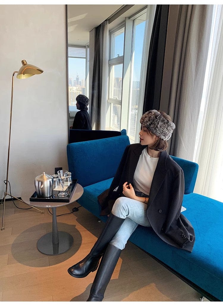 Fireladyfur Clothing Women's Fashion - Women's Clothing - Jackets & Coats - Real Fur Gray / One Size Fur Scarf Fur Head Cover Dual Purpose