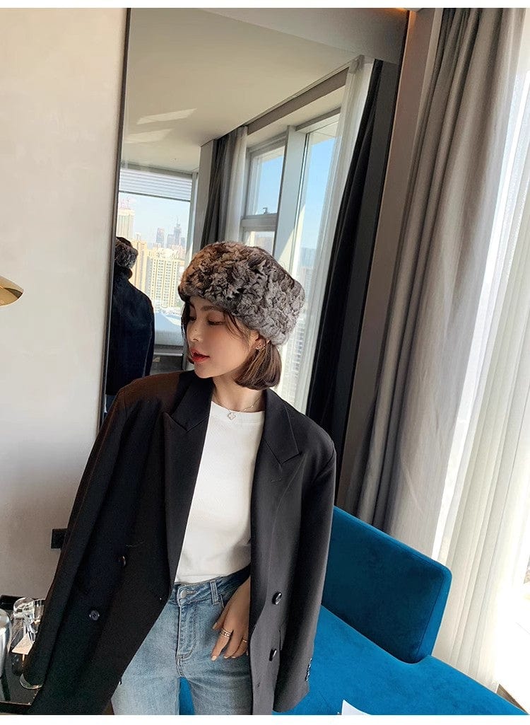 Fireladyfur Clothing Women's Fashion - Women's Clothing - Jackets & Coats - Real Fur Gray / One Size Fur Scarf Fur Head Cover Dual Purpose