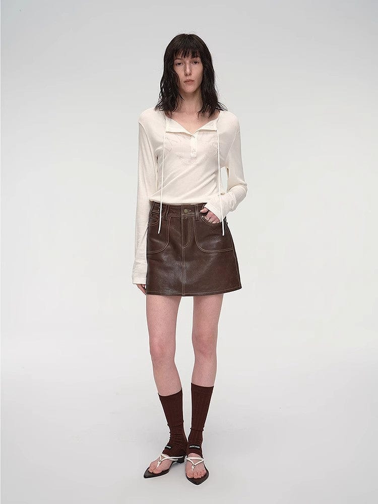 Fireladyfur Clothing Women's Fashion - Women's Clothing - Jackets & Coats - Real Fur "Houston Street" New Zealand Imported Sheepskin Vintage A-Line Short Skirt