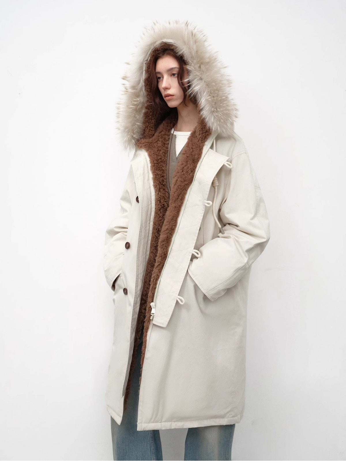 Fireladyfur Clothing Women's Fashion - Women's Clothing - Jackets & Coats - Real Fur “Manchester City Old Stories II”long Raccoon Fur Collar 90 Duck Down Parka