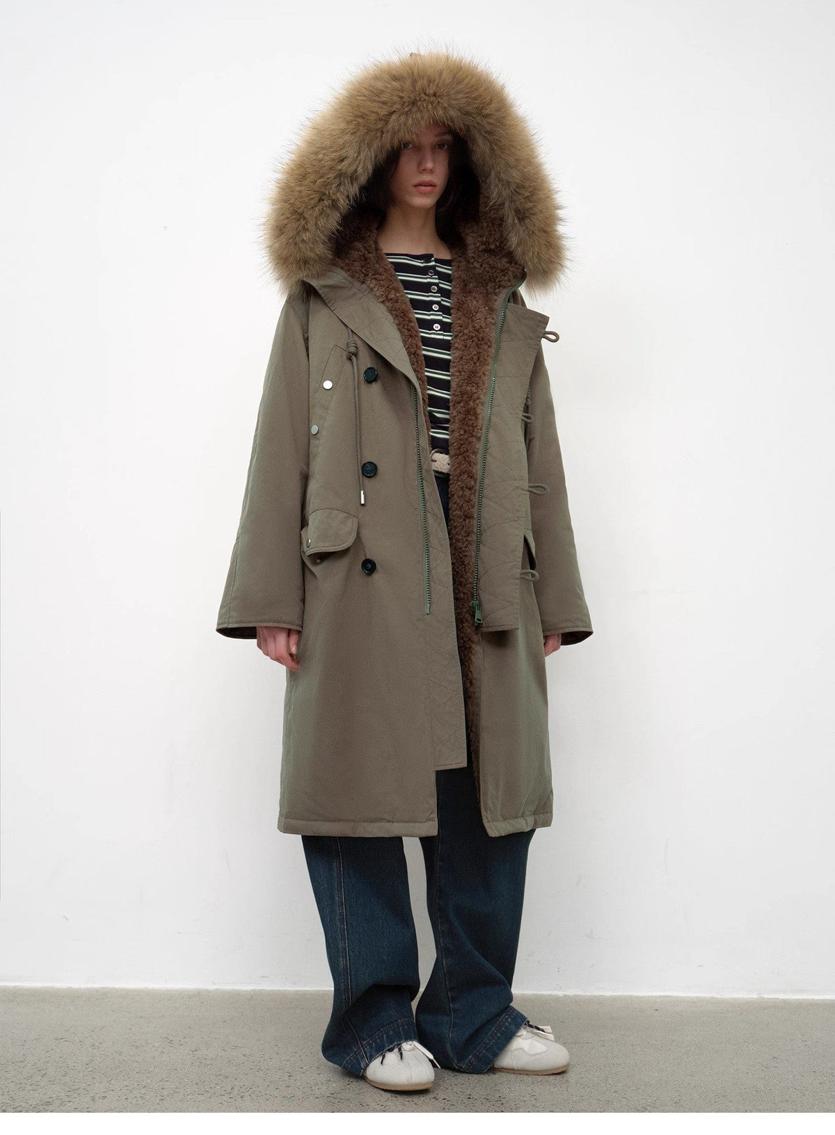 Fireladyfur Clothing Women's Fashion - Women's Clothing - Jackets & Coats - Real Fur “Manchester City Old Stories II”long Raccoon Fur Collar 90 Duck Down Parka