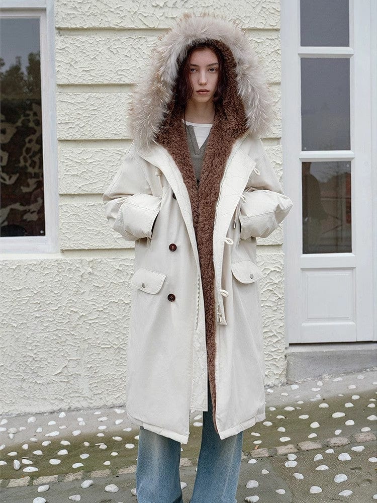 Fireladyfur Clothing Women's Fashion - Women's Clothing - Jackets & Coats - Real Fur “Manchester City Old Stories II”long Raccoon Fur Collar 90 Duck Down Parka