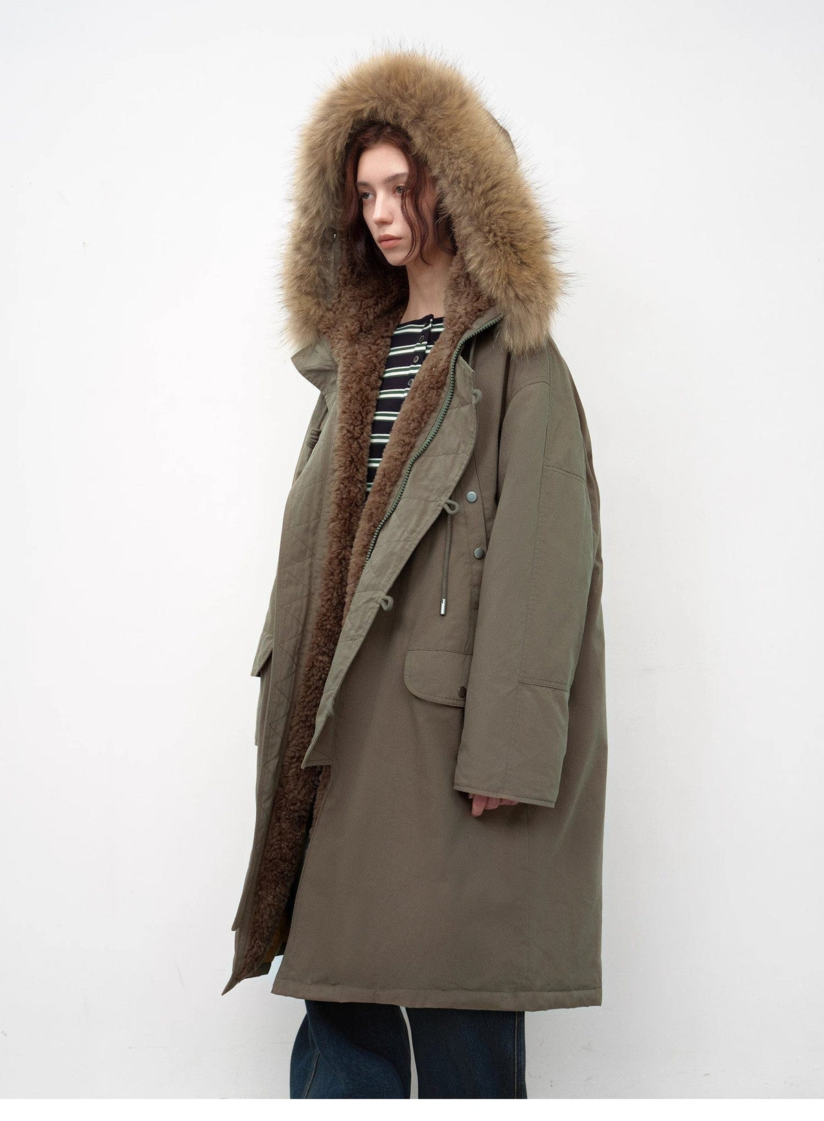 Fireladyfur Clothing Women's Fashion - Women's Clothing - Jackets & Coats - Real Fur “Manchester City Old Stories II”long Raccoon Fur Collar 90 Duck Down Parka
