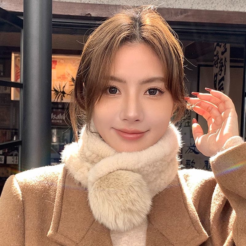 Fireladyfur Clothing Women's Fashion - Women's Clothing - Jackets & Coats - Real Fur Mink Fur Scarf Autumn and Winter Warm Double-Sided Fox Fur Ball Scarf