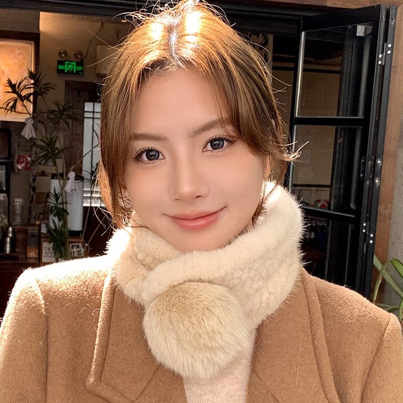 Fireladyfur Clothing Women's Fashion - Women's Clothing - Jackets & Coats - Real Fur Mink Fur Scarf Autumn and Winter Warm Double-Sided Fox Fur Ball Scarf