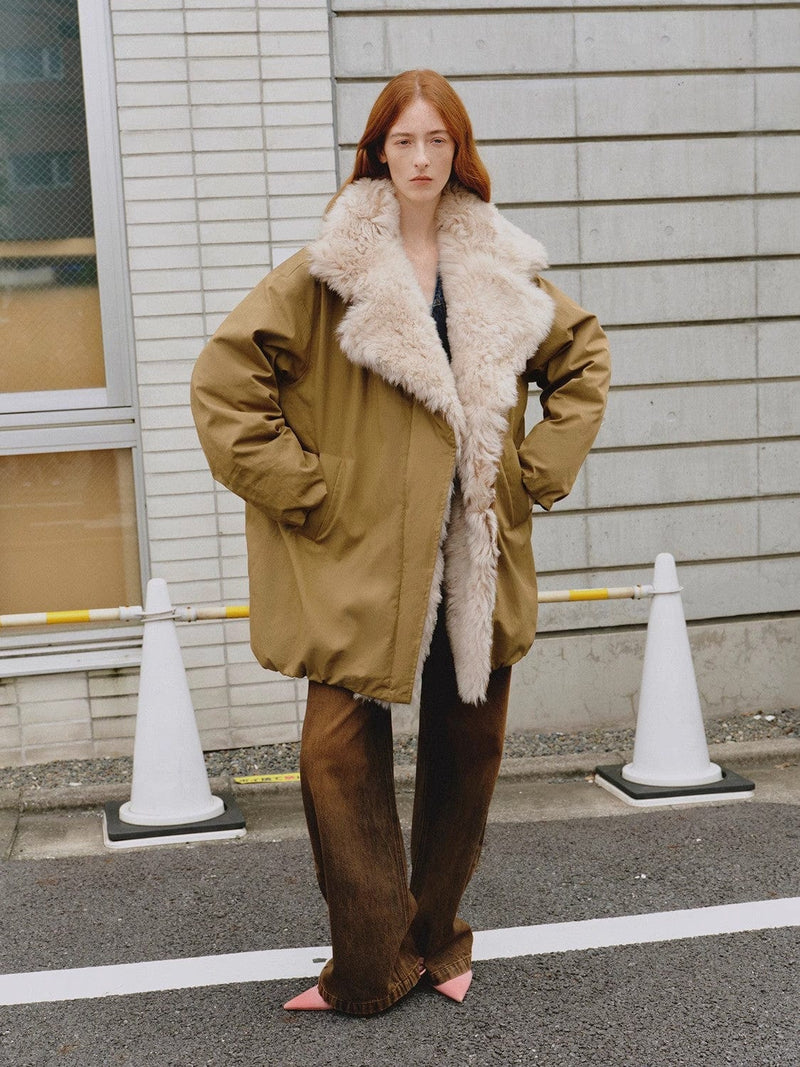 Fireladyfur Clothing Women's Fashion - Women's Clothing - Jackets & Coats - Real Fur "Modern Introduction" Detachable Toka Fur Collar Fur Coat Silhouette 90 Goose Down Parka Winter