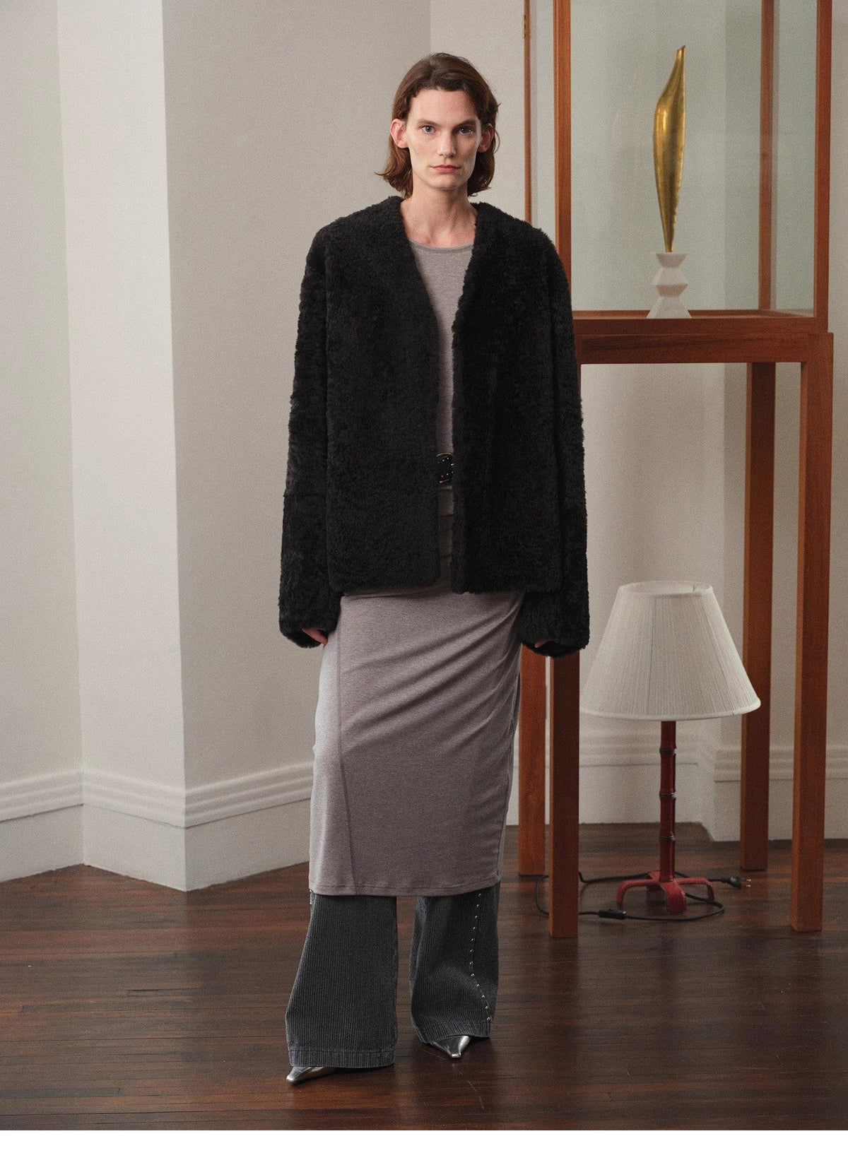 Fireladyfur Clothing Women's Fashion - Women's Clothing - Jackets & Coats - Real Fur "Paris Night" Luxury Lightweight V-Neck Mid-Length Imported Ragone Sheepskin Fur Coat