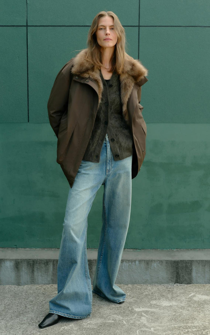 Fireladyfur Clothing Women's Fashion - Women's Clothing - Jackets & Coats - Real Fur Removable Fox Fur Collar 90% White Goose Down Easy to Care for Practical and Water-Repellent Parka for Women