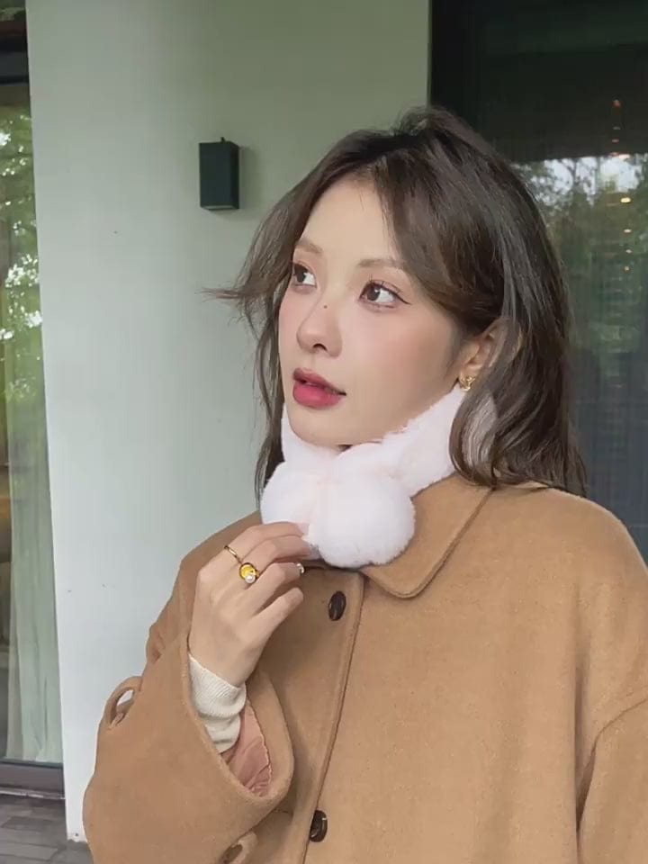 Fireladyfur Clothing Women's Fashion - Women's Clothing - Jackets & Coats - Real Fur Rex Rabbit Double-Sided Fur Ball Magnetic Scarf Parent-Child Short Style
