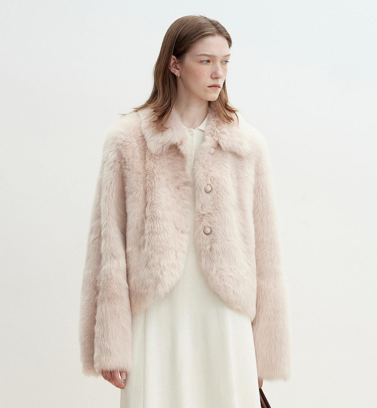 Fireladyfur Clothing Women's Fashion - Women's Clothing - Jackets & Coats - Real Fur S（4-6） "Autumn Secret" Pink Lapel Tuscan Straight Fur Sheepskin Short Jacket