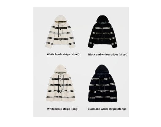 Fireladyfur Clothing Women's Fashion - Women's Clothing - Jackets & Coats - Real Fur Snowy New Year Merino Sheepskin Lamb Wool Striped Jacket