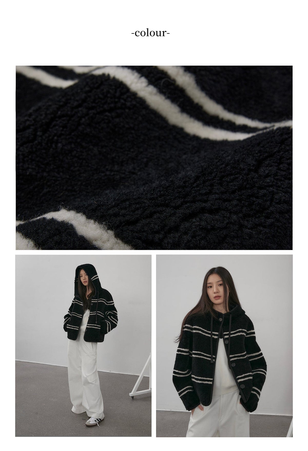 Fireladyfur Clothing Women's Fashion - Women's Clothing - Jackets & Coats - Real Fur Snowy New Year Merino Sheepskin Lamb Wool Striped Jacket