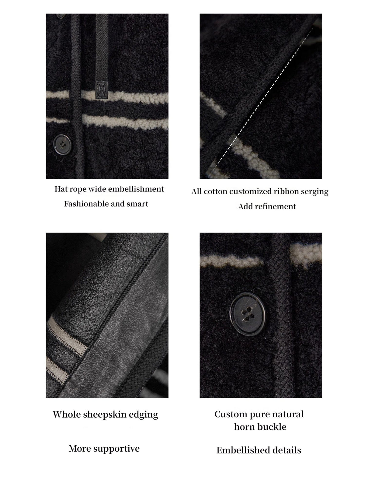 Fireladyfur Clothing Women's Fashion - Women's Clothing - Jackets & Coats - Real Fur Snowy New Year Merino Sheepskin Lamb Wool Striped Jacket