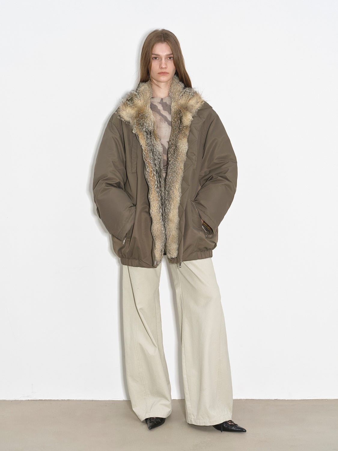 Fireladyfur Clothing Women's Fashion - Women's Clothing - Jackets & Coats - Real Fur Travel Notes Fashionable Warm and Fluffy Waterproof Outdoor Fox Fur Collar Removable Down Parka for Winter