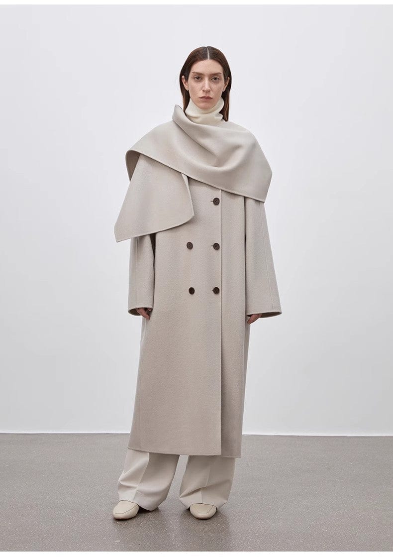 Fireladyfur Clothing Women's Fashion - Women's Clothing - Jackets & Coats - Wool & Blends "Assassin's Creed" Removable Scarf Collar, Woolen Coat for Women, Autumn and Winter Coat