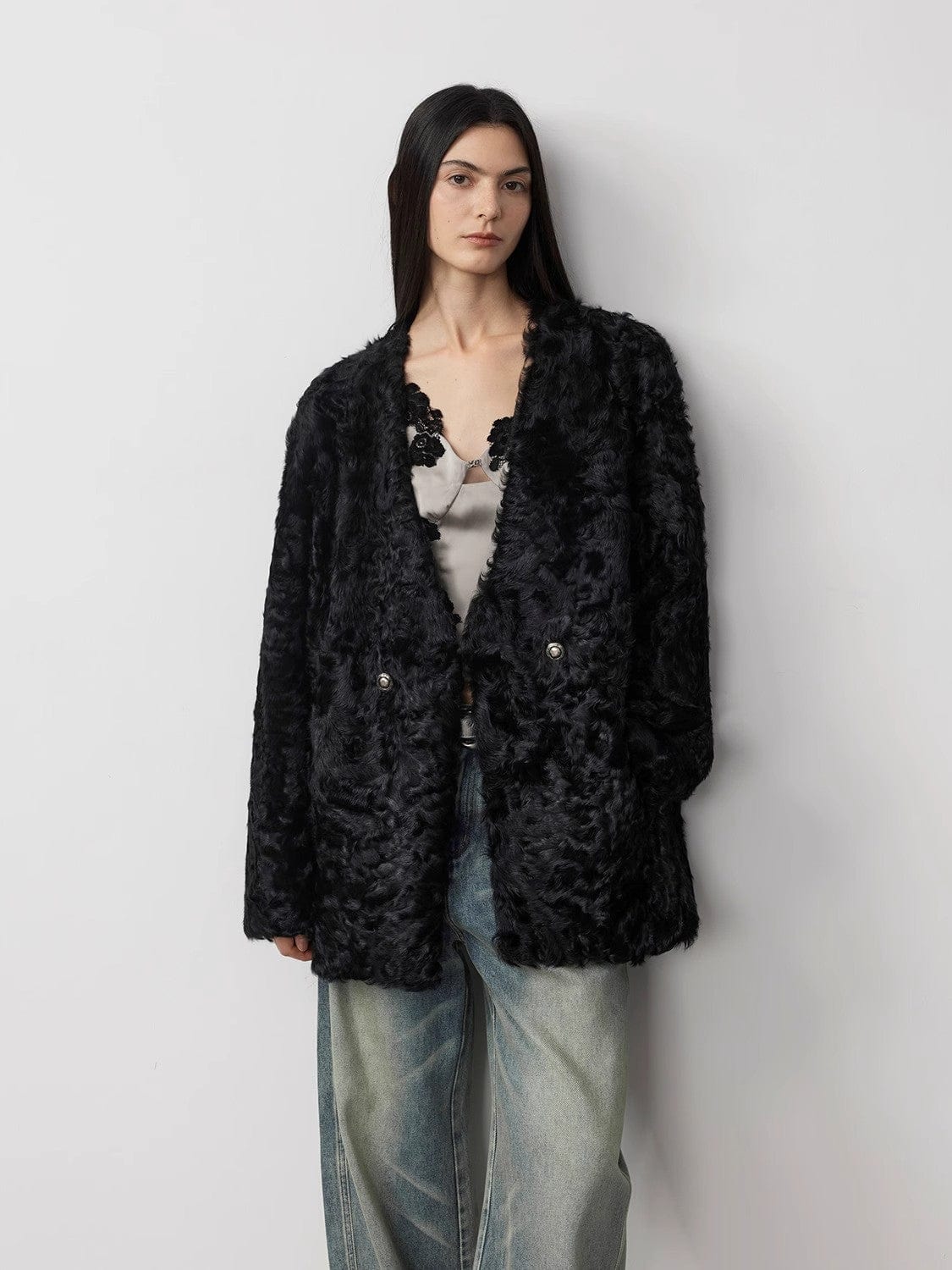 Fireladyfur Clothing Women's Fashion - Women's Clothing - Jackets & Coats - Wool & Blends Blizzard Urban Luxury Two-Color Buff Lamb Coat