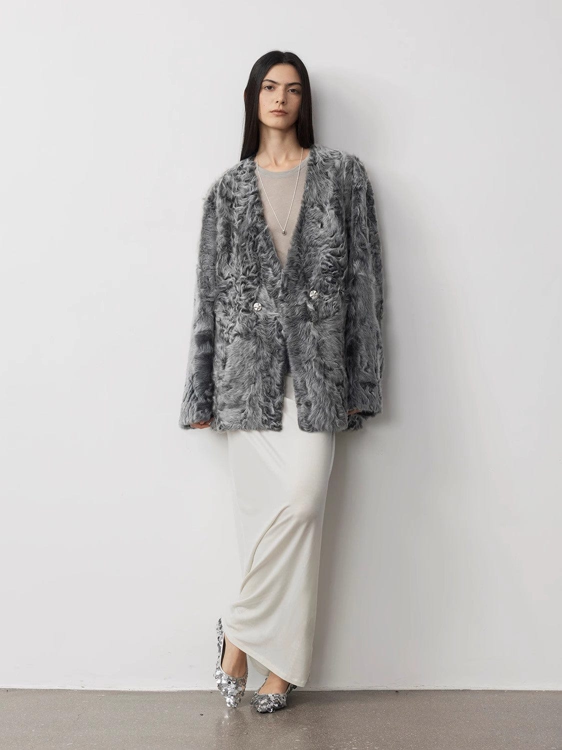 Fireladyfur Clothing Women's Fashion - Women's Clothing - Jackets & Coats - Wool & Blends Blizzard Urban Luxury Two-Color Buff Lamb Coat