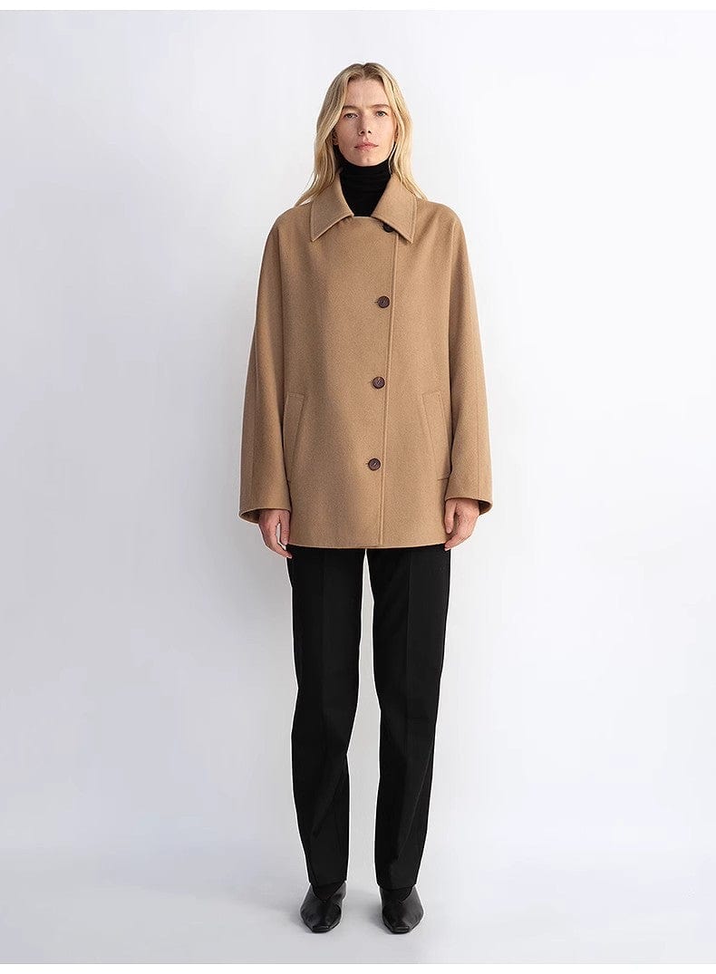 Fireladyfur Clothing Women's Fashion - Women's Clothing - Jackets & Coats - Wool & Blends "Fleeting Memories" Cashmere Sheep Wool Retro Loose Bat Sleeve Short Wool Coat
