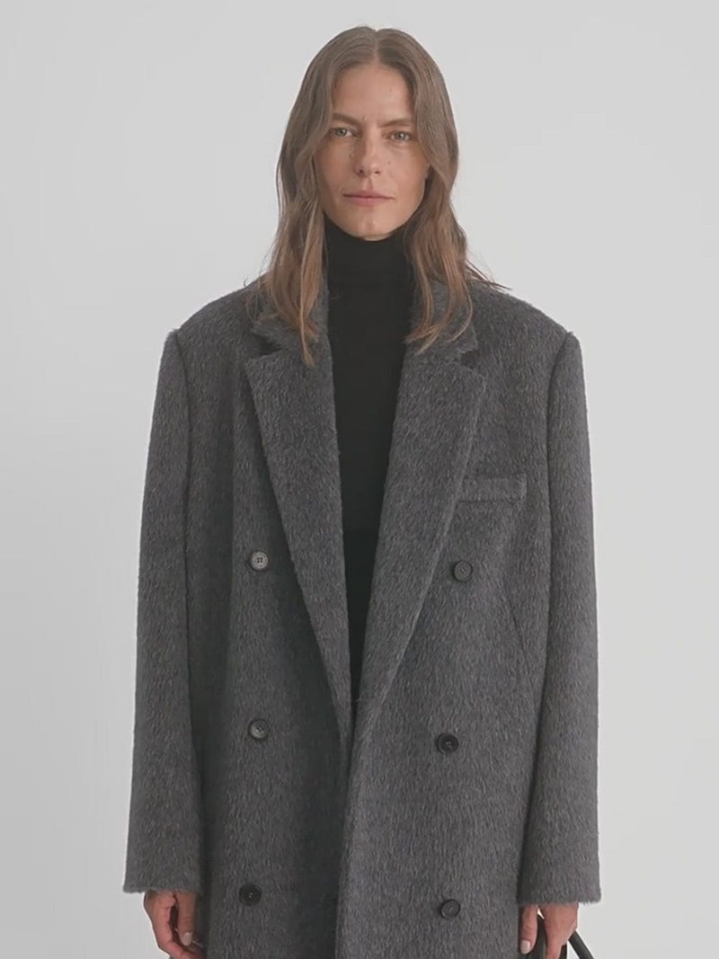 Fireladyfur Clothing Women's Fashion - Women's Clothing - Jackets & Coats - Wool & Blends "Opium Nights"Women's Double-Breasted Blazer Coat With Straight Shoulders
