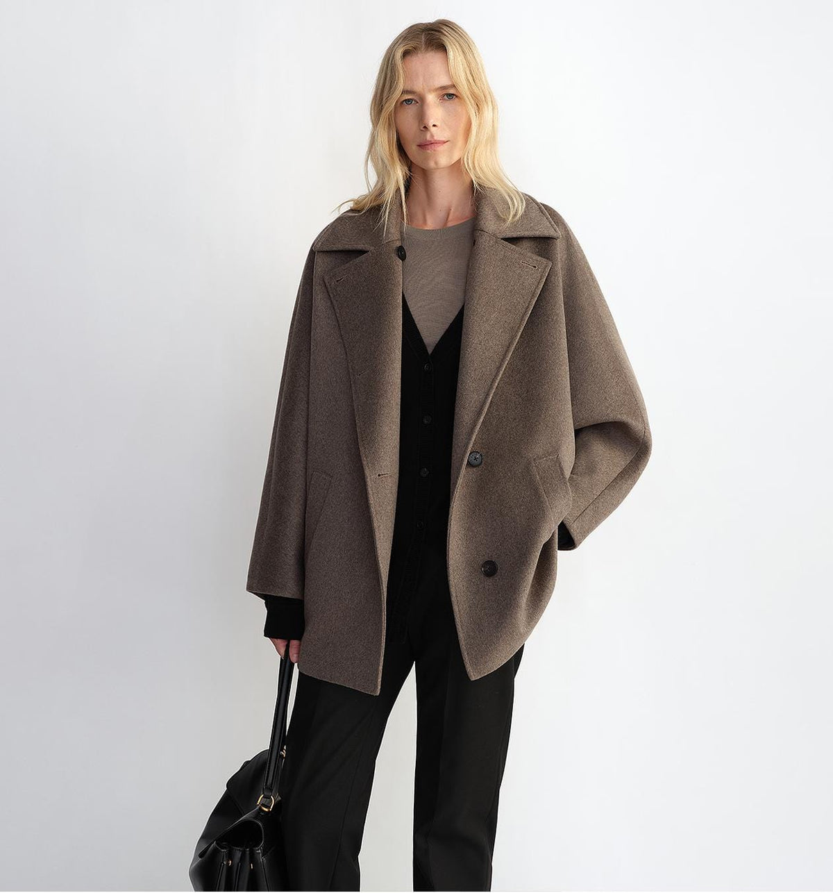 Fireladyfur Clothing Women's Fashion - Women's Clothing - Jackets & Coats - Wool & Blends S（4-6） / Flower Brown "Fleeting Memories" Cashmere Sheep Wool Retro Loose Bat Sleeve Short Wool Coat