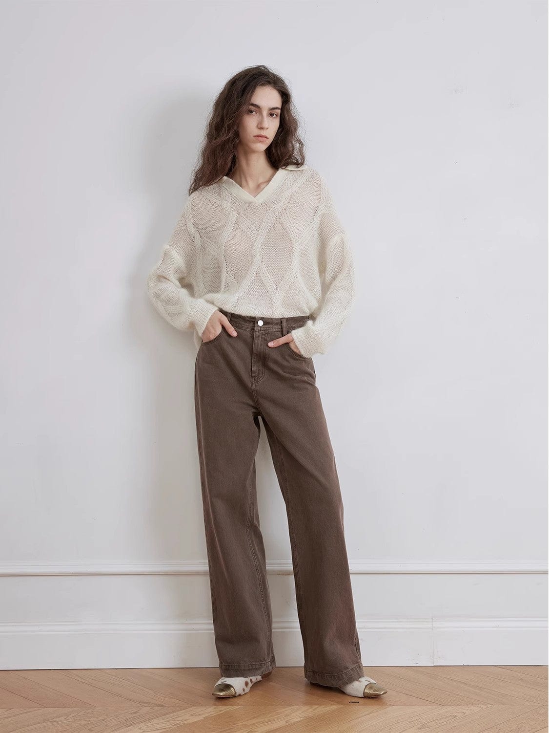 Fireladyfur Clothing Women's Fashion - Women's Clothing - Jeans - Straight Jeans "Meteorite Fragments" Street Sense American Vintage Washed Straight Leg Jeans