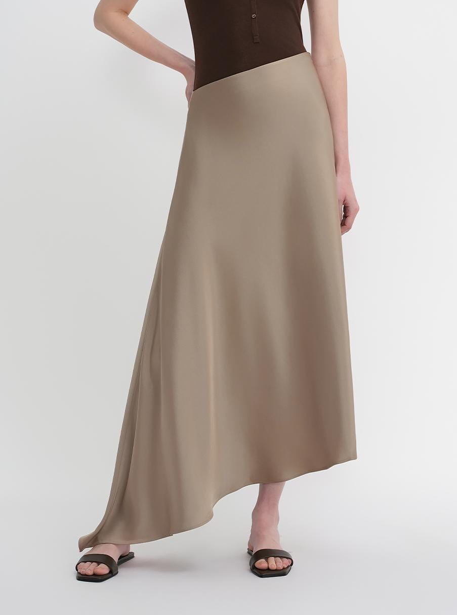 Fireladyfur Clothing Women's Fashion - Women's Clothing - Skirt - Asymmetrical skirt S（4-6） / Champagne Brown Women's Acetate Fishtail Skirt