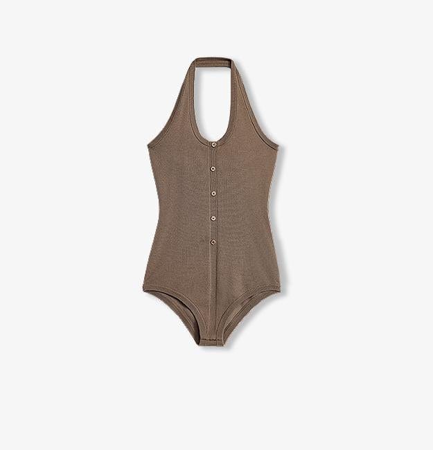 Fireladyfur Clothing Women's Fashion - Women's Clothing - Suits & Sets - Women's Sets Brown / S（4-6） German Yangzi 48S Machine Washable Wool All-Match Halter Neck Jumpsuit for Women