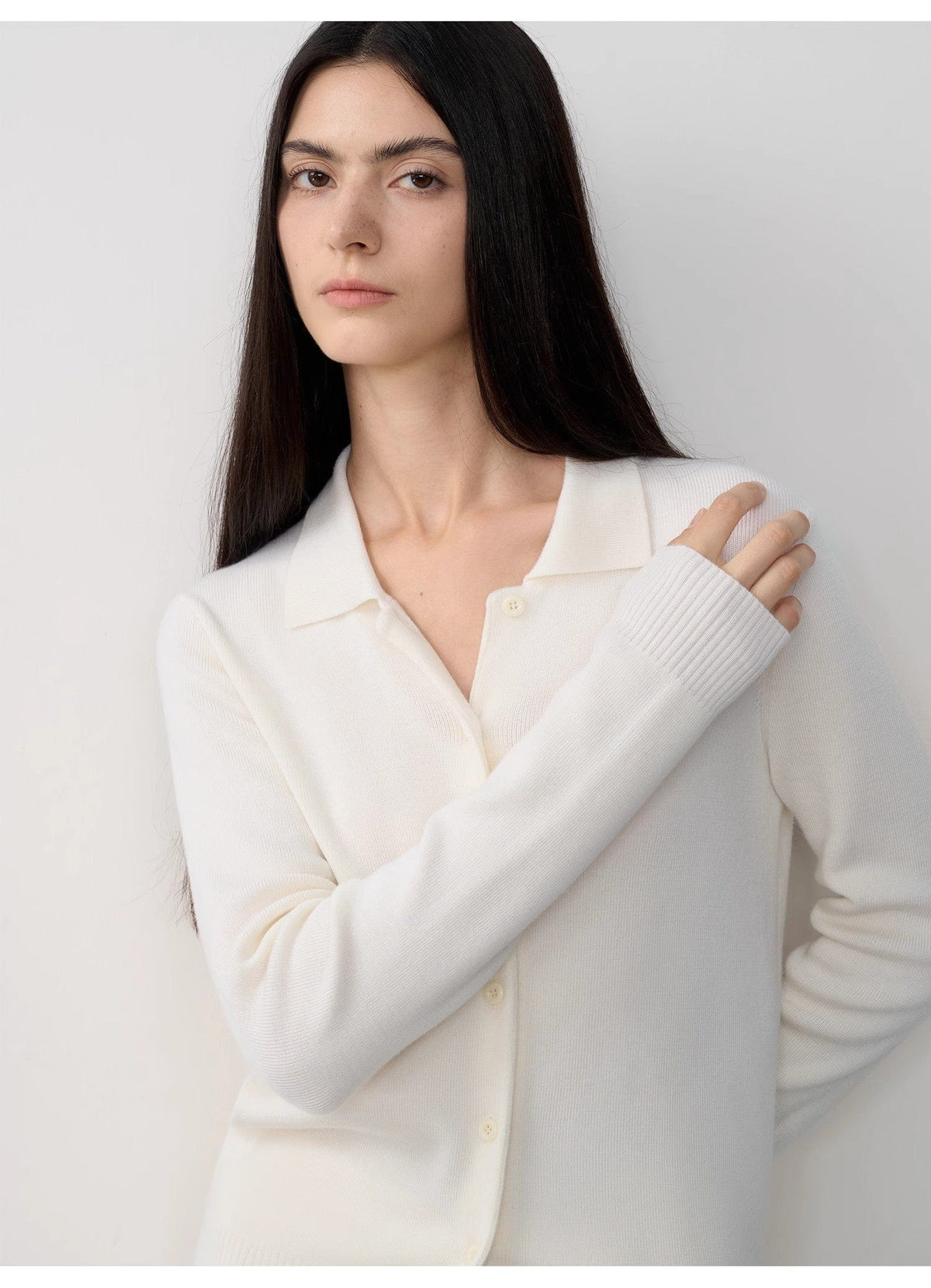 Fireladyfur Clothing Women's Fashion - Women's Clothing - Suits & Sets - Women's Sets "Lazy Urban" Yangtze Merino Wool Polo-Neck Cardigan Straight-Leg Knitted Pants Suit