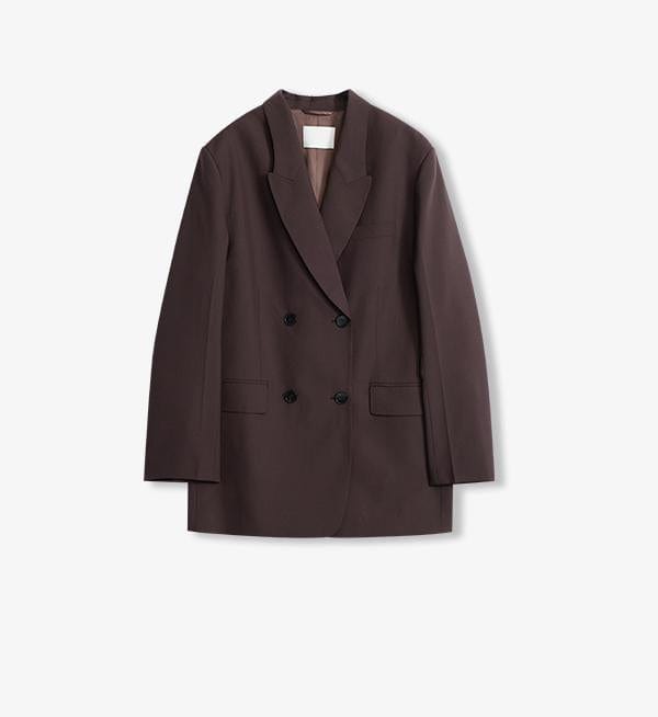 Fireladyfur Clothing Women's Fashion - Women's Clothing - Suits & Sets - Women's Sets S（4-6） / Brownish Red Women's High-Density Fine Silk Wool Peaked Lapel Suit Jacket