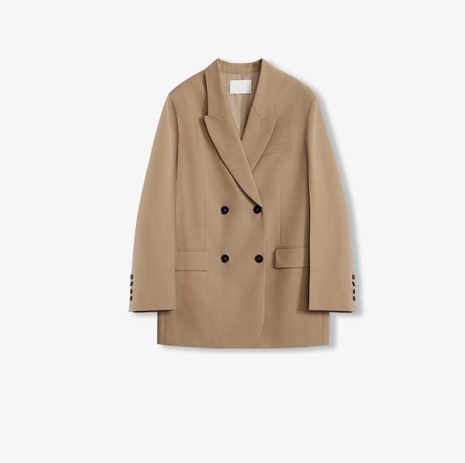 Fireladyfur Clothing Women's Fashion - Women's Clothing - Suits & Sets - Women's Sets S（4-6） / Light Brown Women's High-Density Fine Silk Wool Peaked Lapel Suit Jacket