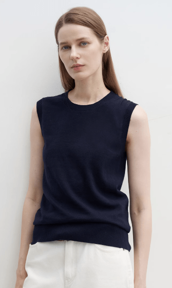 Fireladyfur Clothing Women's Fashion - Women's Clothing - Tops & Tees - Camis "Six Pence" Round Neck Knitted Sweater Vest for Women