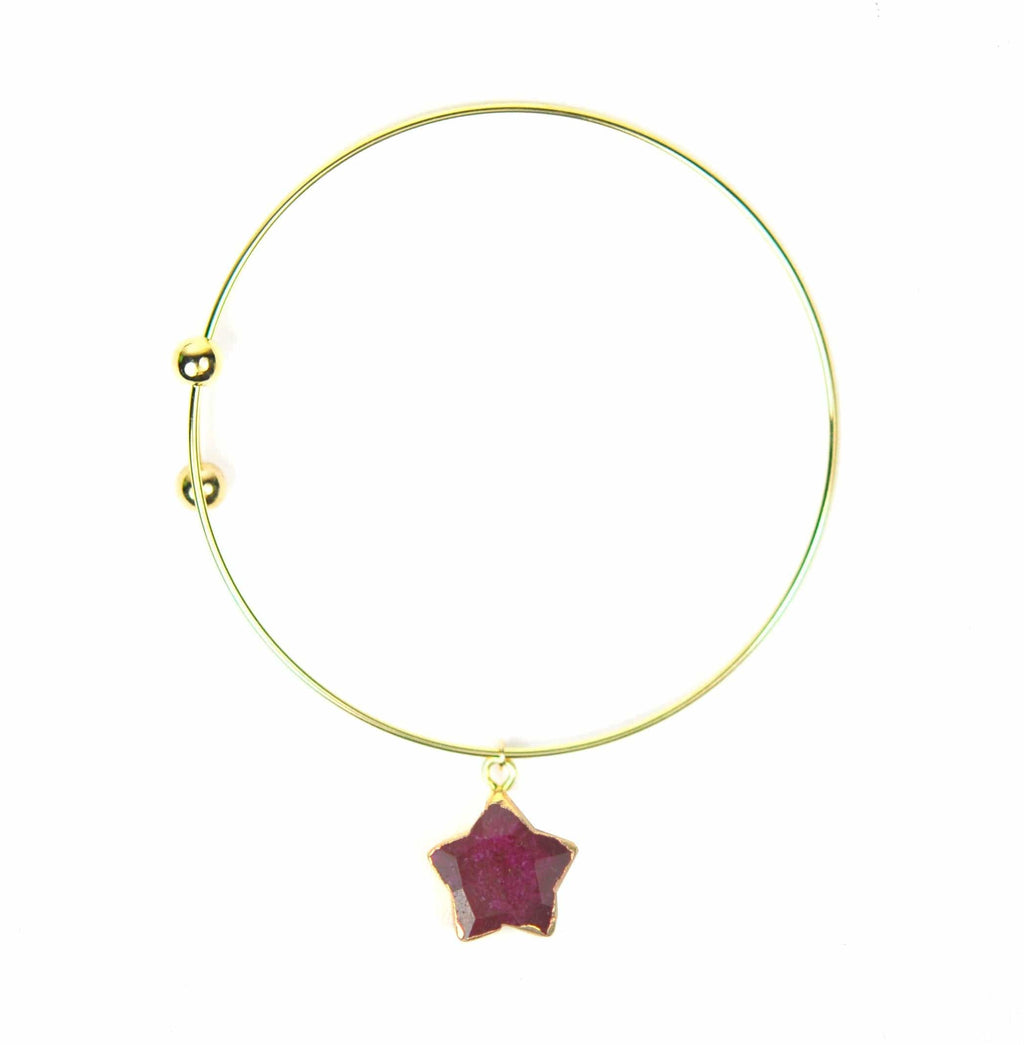 Gena Myint Bracelet Gena Myint Ruby Star Charm Adjustable Bangle