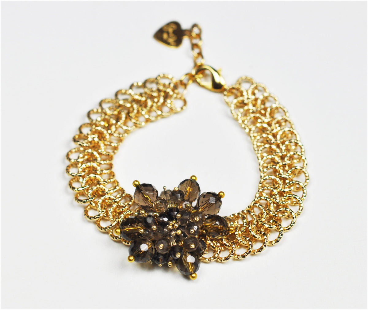 Gena Myint Bracelet Gena Myint Smoky Topaz Cluster Linked Bracelet