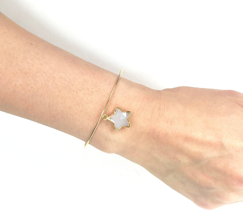 Gena Myint Bracelets Gena Myint Moonstone Star Charm Adjustable Bangle