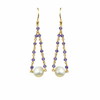 Gena Myint Earrings Gena Myint Amethyst Pearl Pendulum Vermeil Earrings