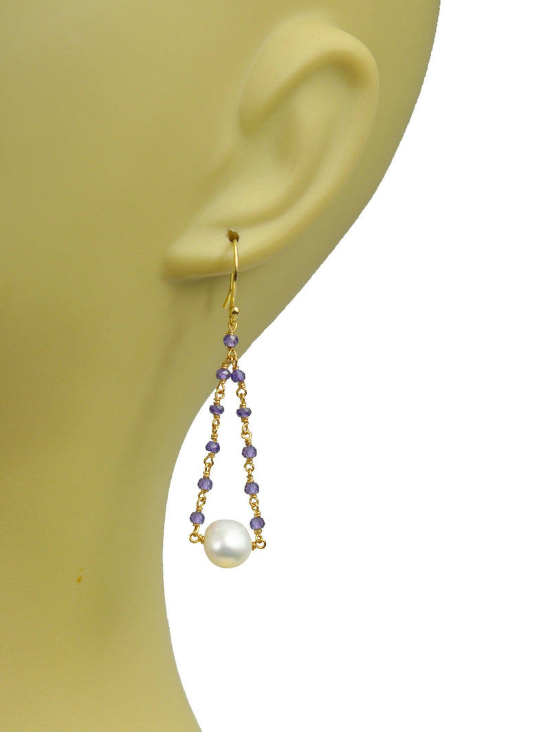 Gena Myint Earrings Gena Myint Amethyst Pearl Pendulum Vermeil Earrings