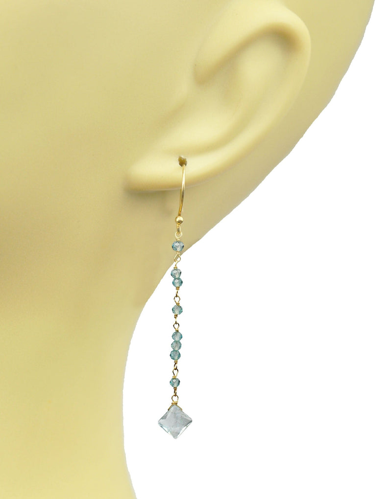 Gena Myint Earrings Gena Myint Aquamarine Linear Vermeil Earrings
