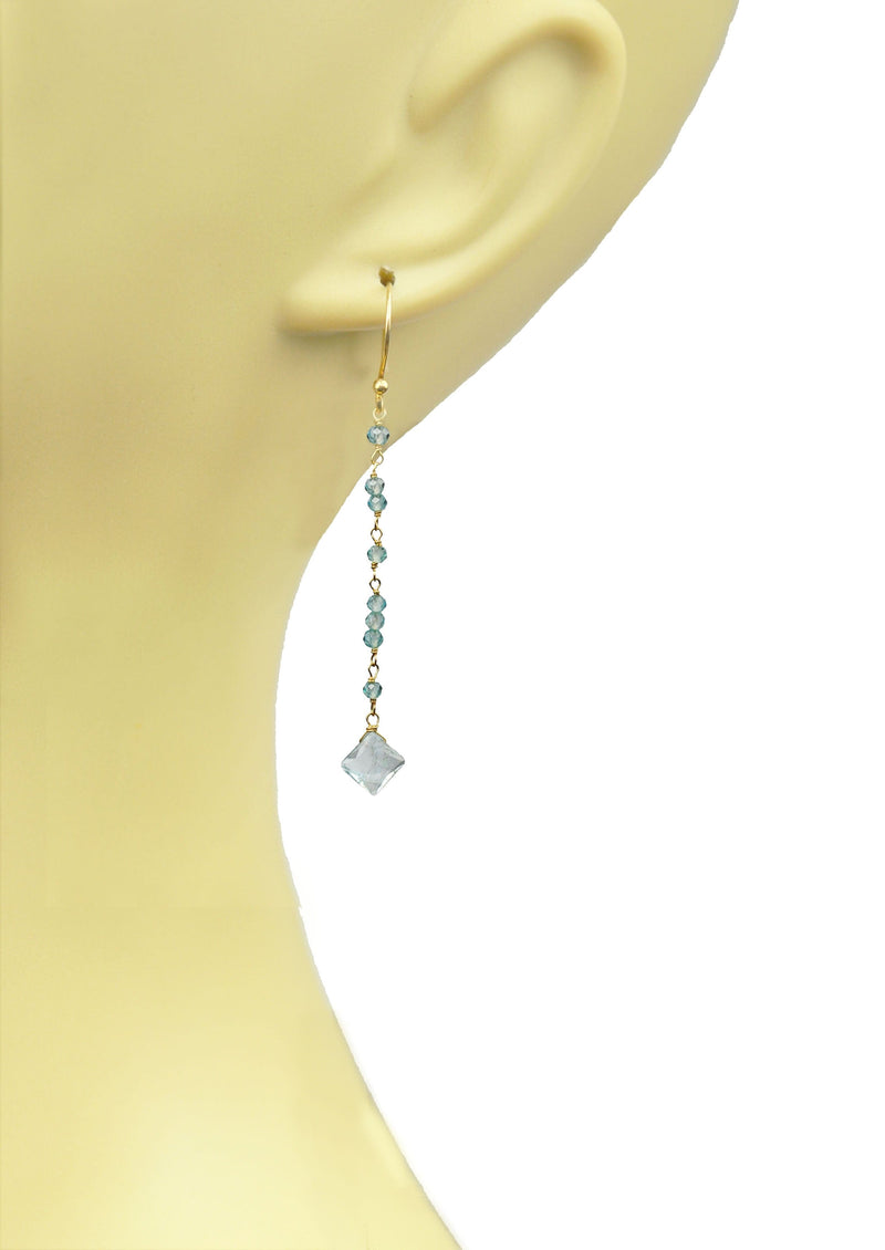 Gena Myint Earrings Gena Myint Aquamarine Linear Vermeil Earrings