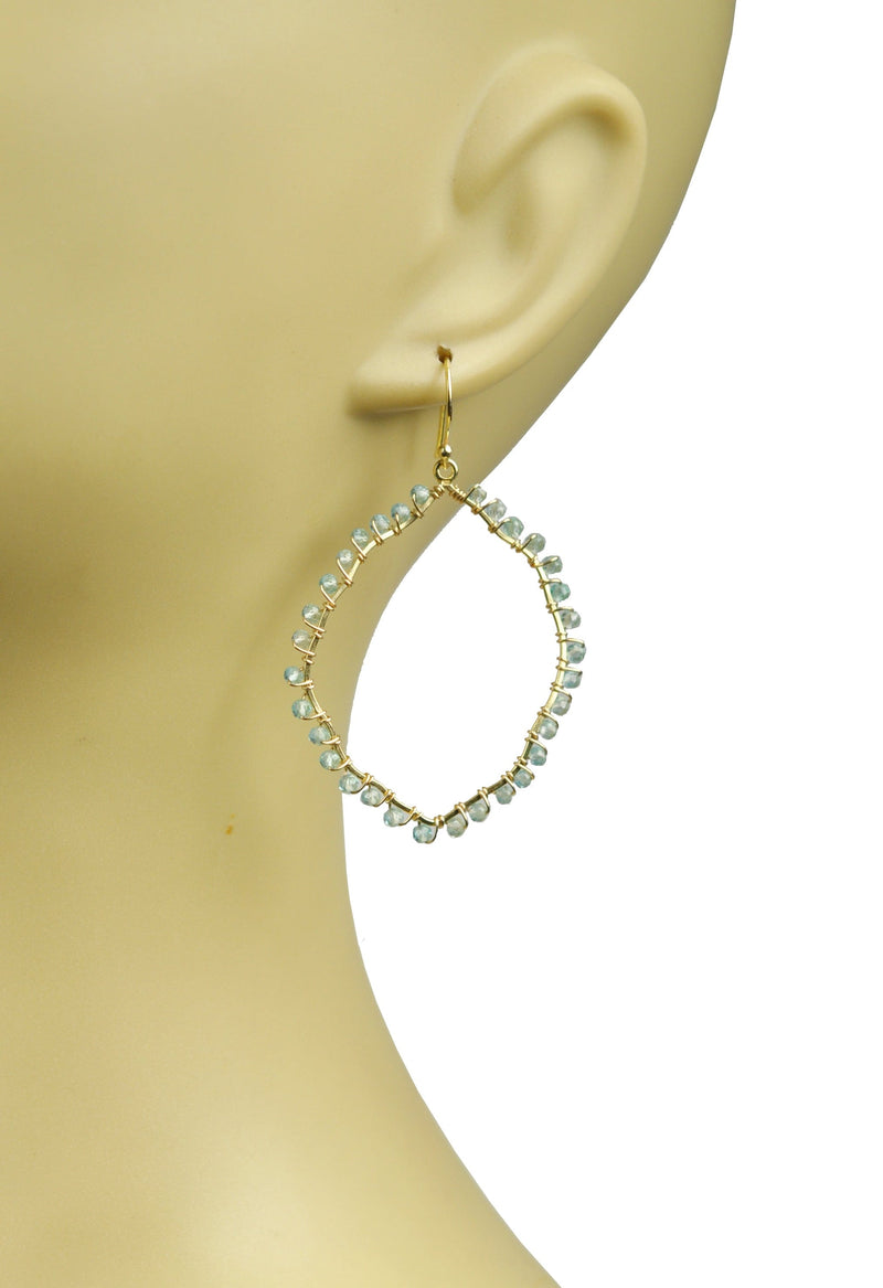 Gena Myint Earrings Gena Myint Aquamarine Organic Hoop Vermeil Earrings
