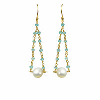 Gena Myint Earrings Gena Myint Aquamarine Pearl Pendulum Vermeil Earrings