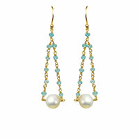 Gena Myint Earrings Gena Myint Aquamarine Pearl Pendulum Vermeil Earrings