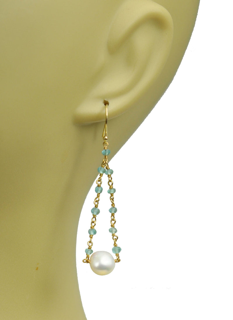 Gena Myint Earrings Gena Myint Aquamarine Pearl Pendulum Vermeil Earrings