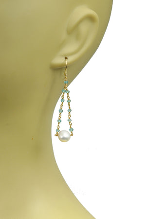 Gena Myint Earrings Gena Myint Aquamarine Pearl Pendulum Vermeil Earrings