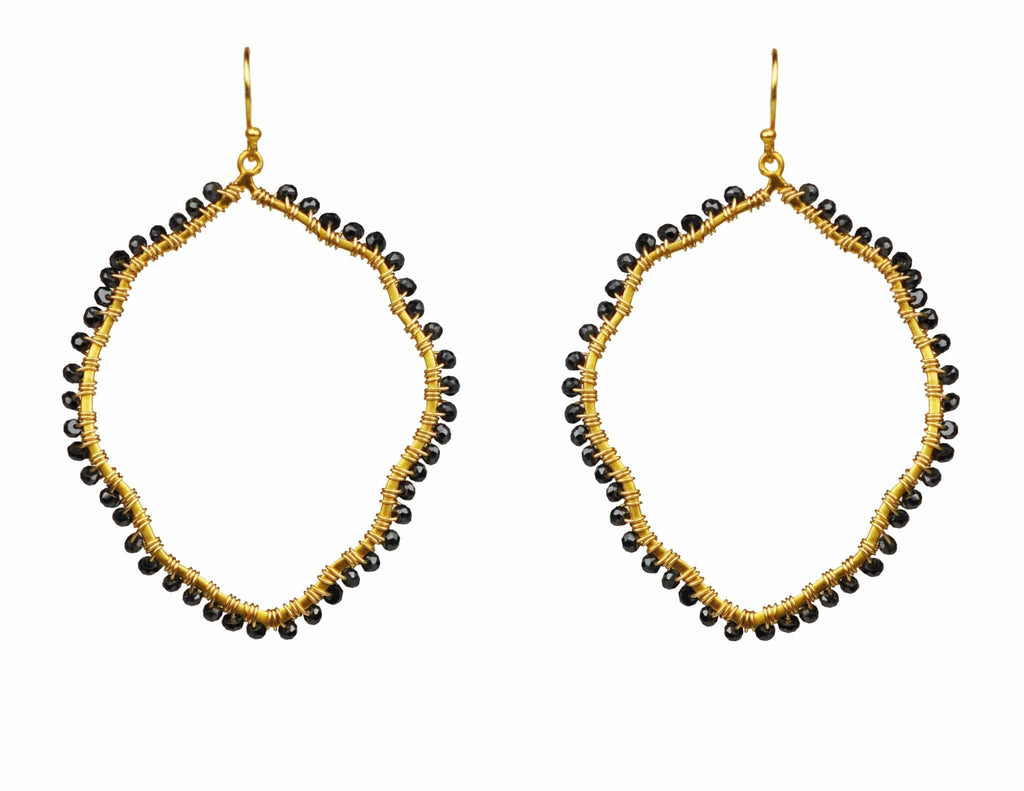 Gena Myint Earrings Gena Myint Black Spinel Organic Hoop Vermeil Earrings