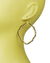 Gena Myint Earrings Gena Myint Black Spinel Organic Hoop Vermeil Earrings